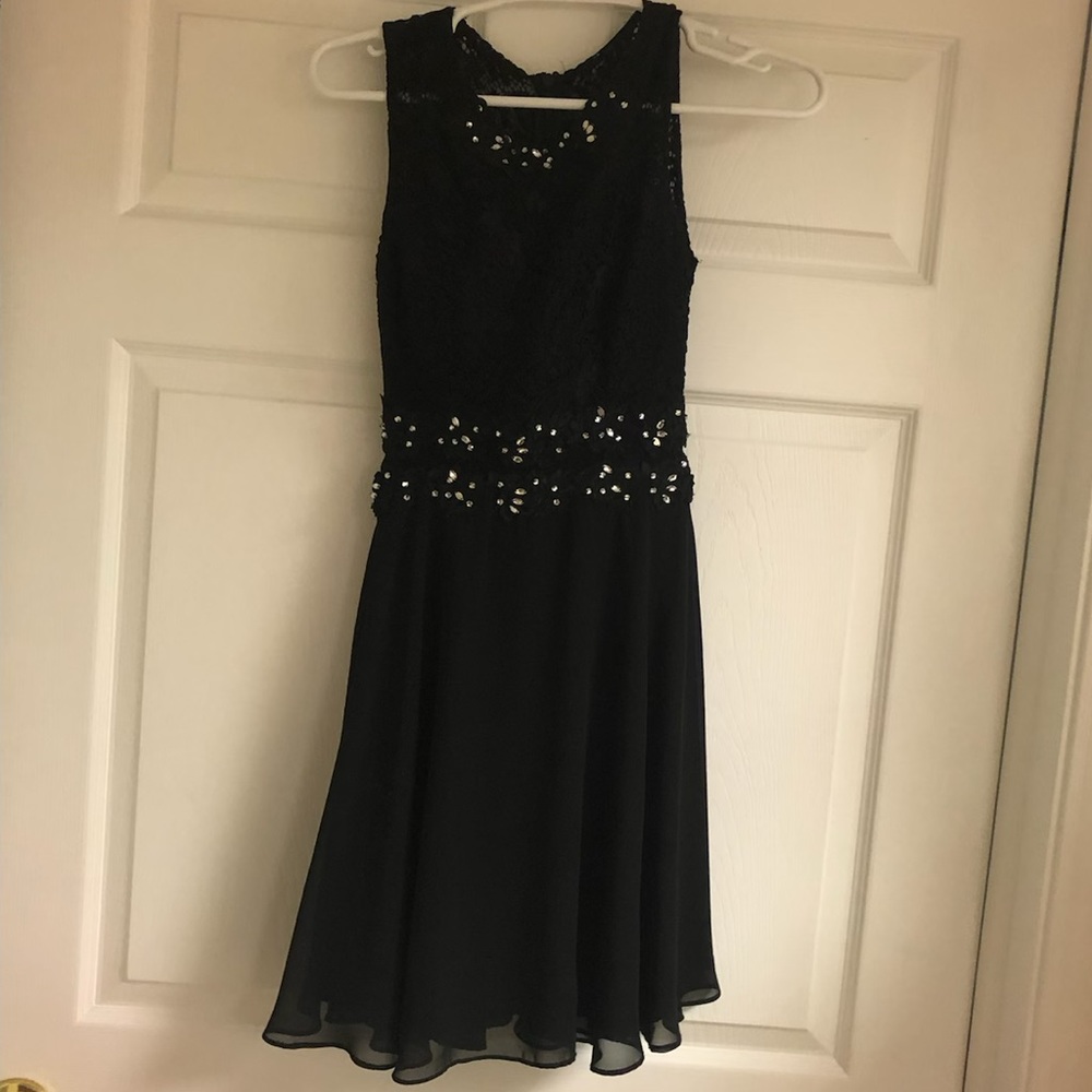 Black Dress with crystals on the neck & waistline